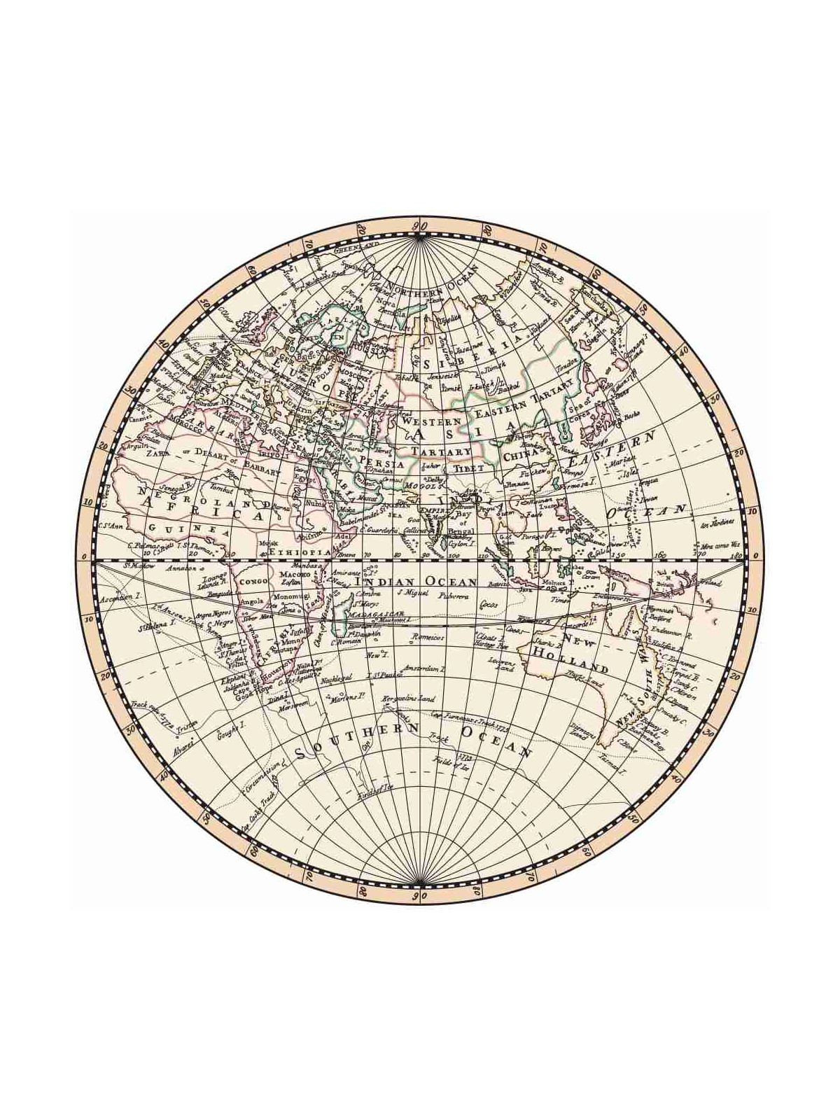 Obrázek na jedlém papíře - Vintage mapa světa