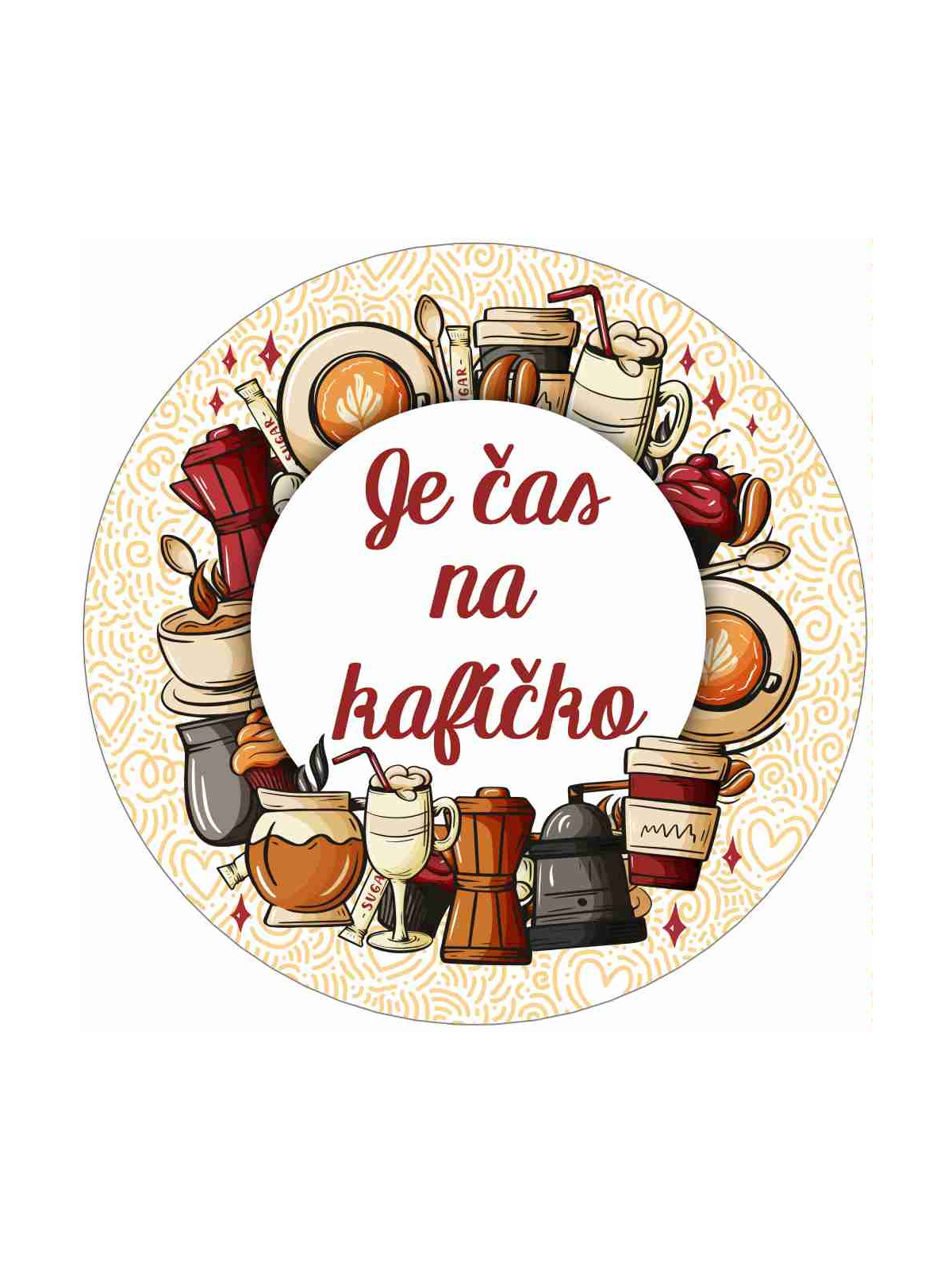 Obrázek na jedlém papíře - Je čas na kafíčko - kruh