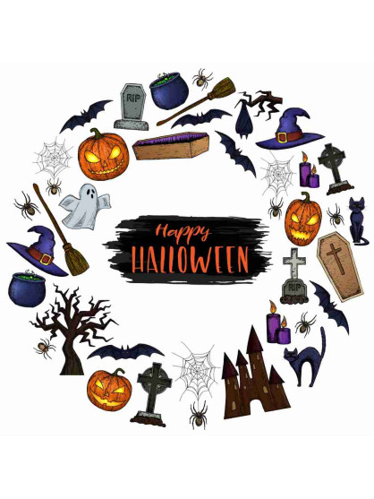 Obrázek na jedlém papíře - Happy Halloween - kruh