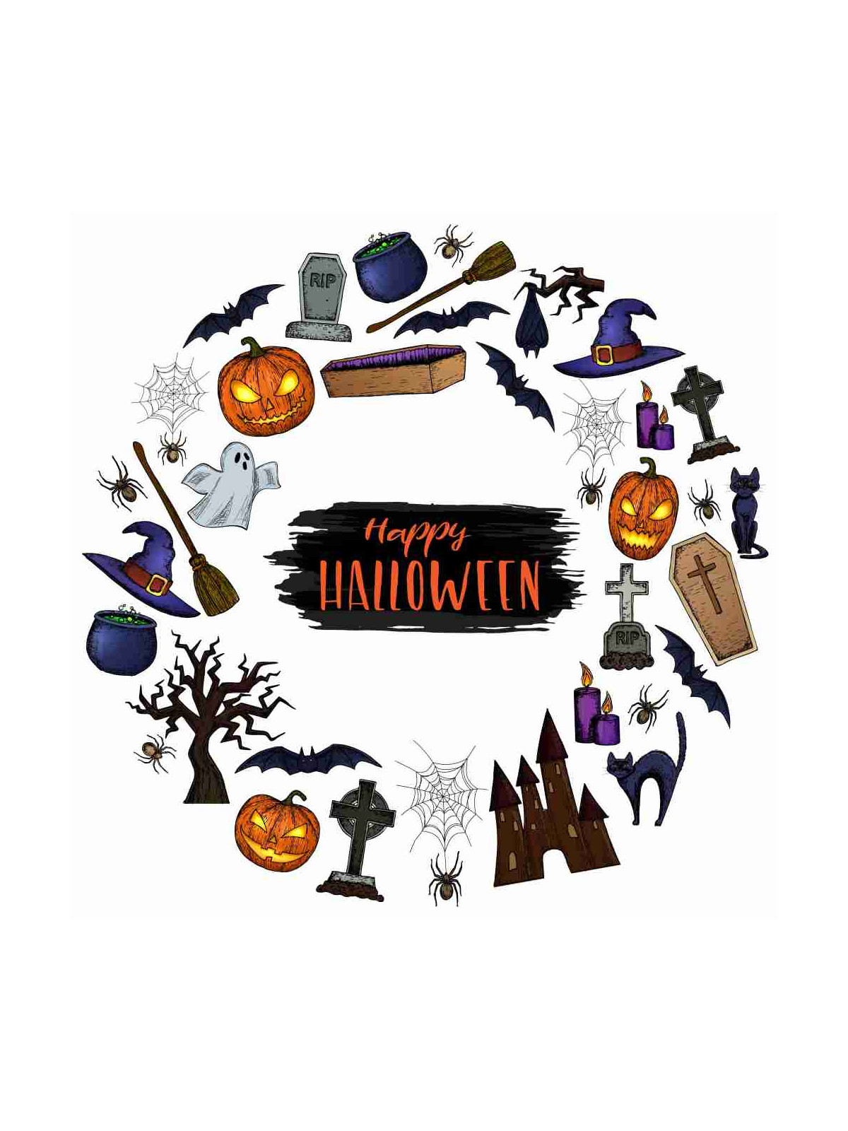 Obrázek na jedlém papíře - Happy Halloween - kruh
