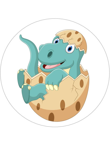 Obrázek na jedlém papíře - Dinosaurus ve vejci - kruh