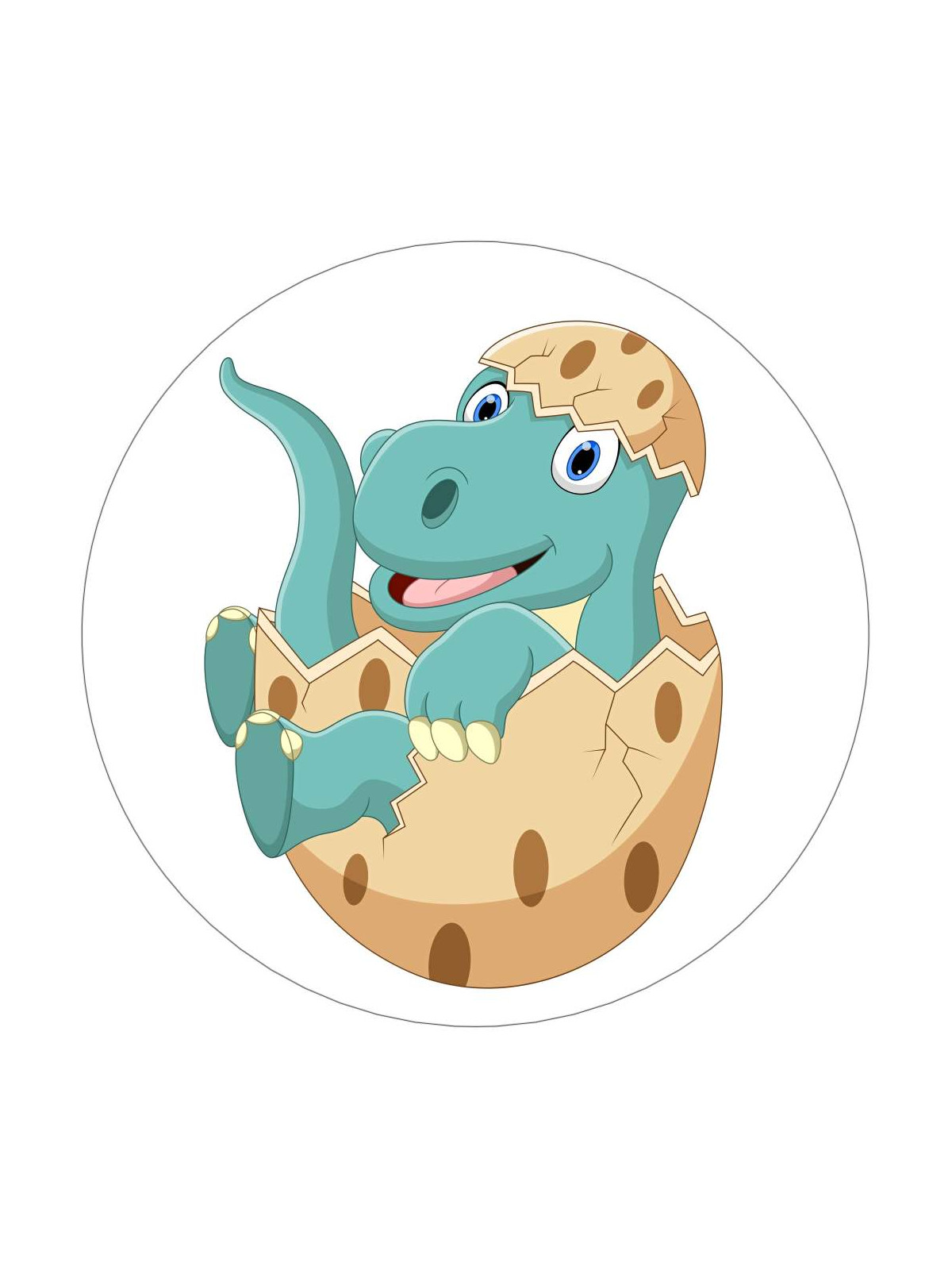 Obrázek na jedlém papíře - Dinosaurus ve vejci - kruh