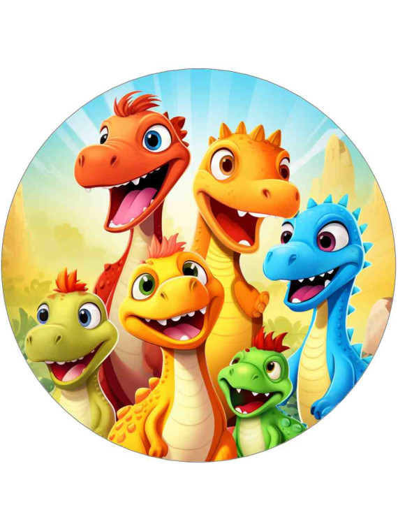 Obrázek na jedlém papíře - Dinosauří kamarádi - kruh