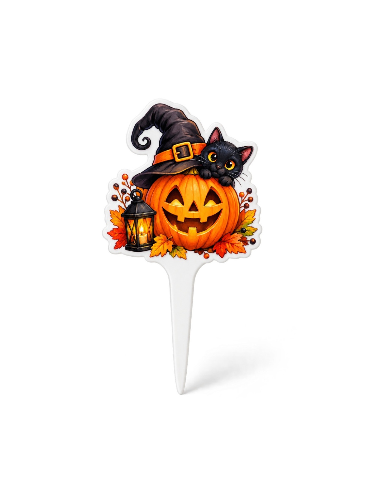 Zápich – Halloween - Dýně s černou kočkou 20cm