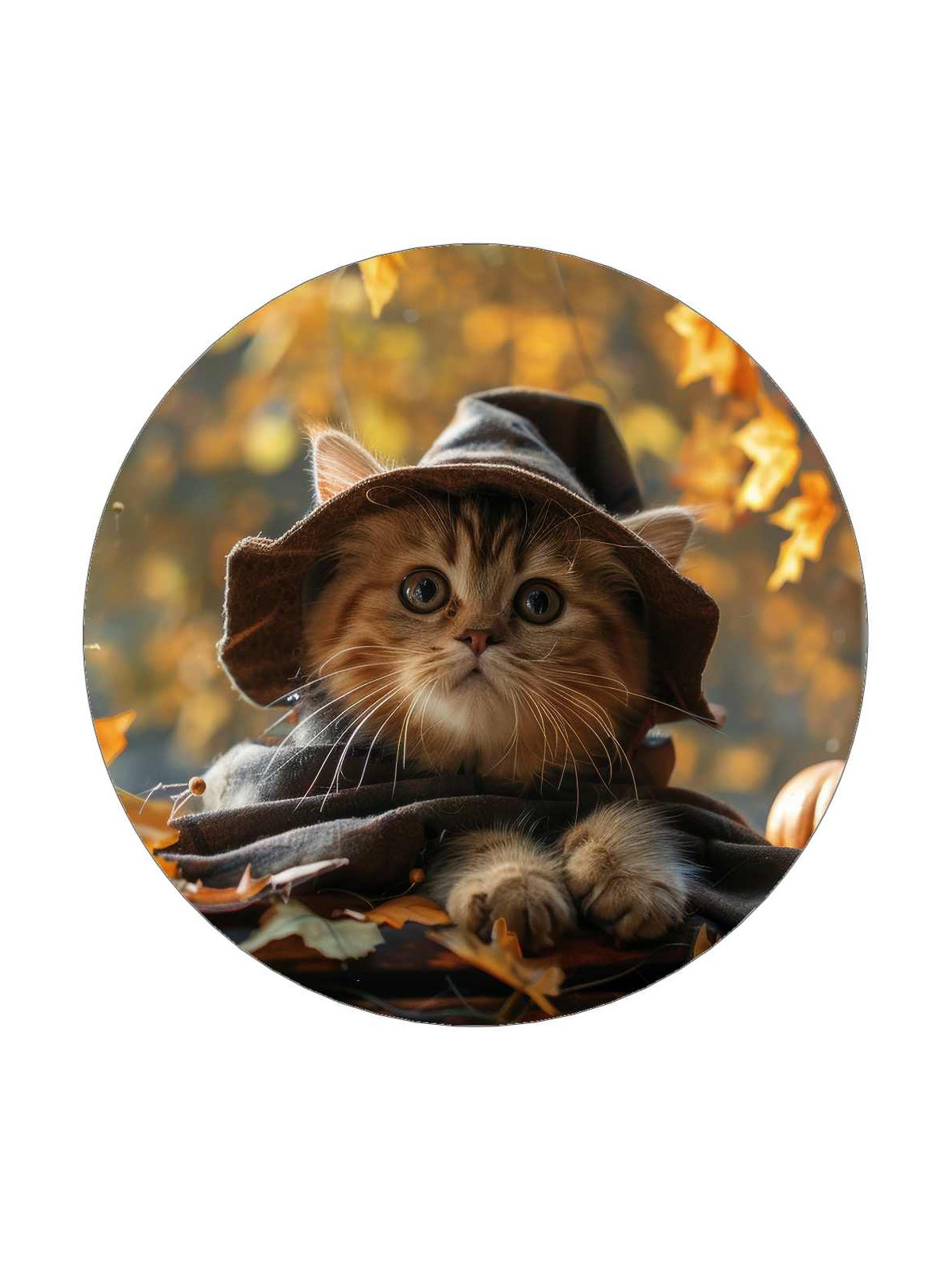 Obrázek na jedlém papíře - Kotě na Halloween - kruh