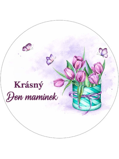 Obrázek na jedlém papíře - Tulipány ke Dni maminek - kruh