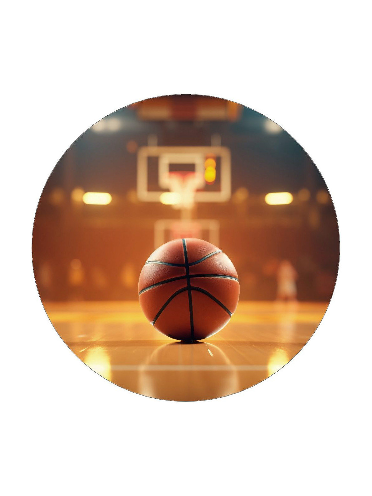 Obrázek na jedlém papíře - Basketbalový míč na hřišti - kruh