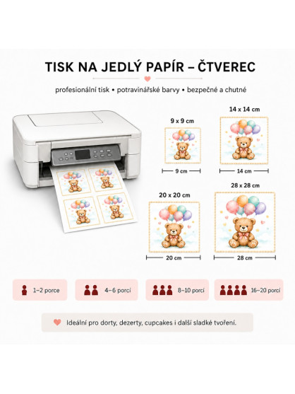 Tisk na jedlý papír - čtverec