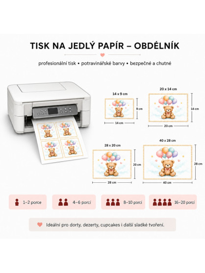 Tisk na jedlý papír - obdelník