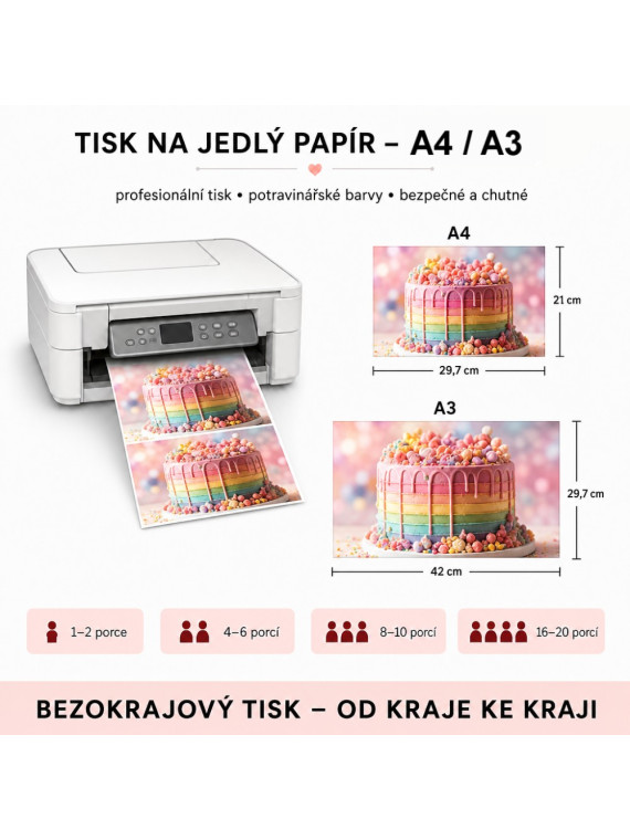 Tisk na jedlý papír - bezokrajový