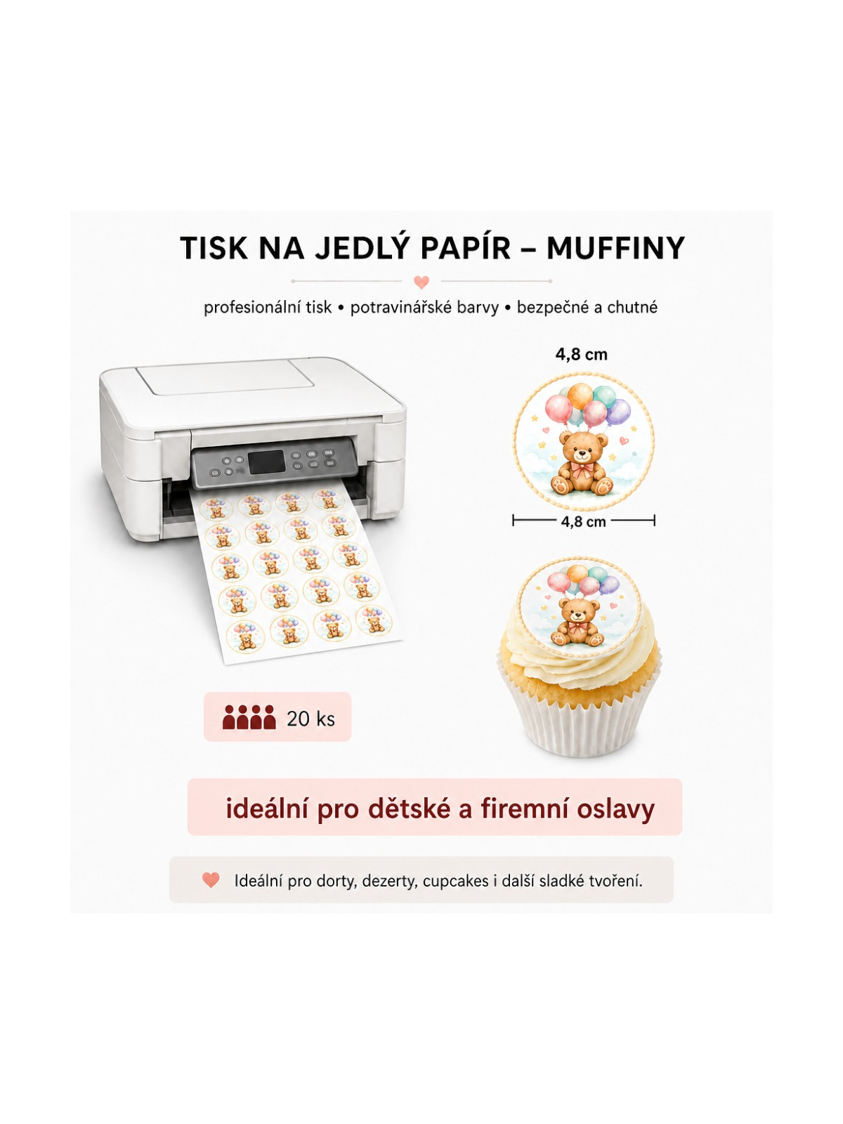 Tisk na jedlý papír - Muffiny 20ks