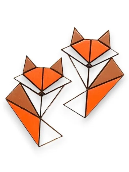 Náušnice origami Lišák