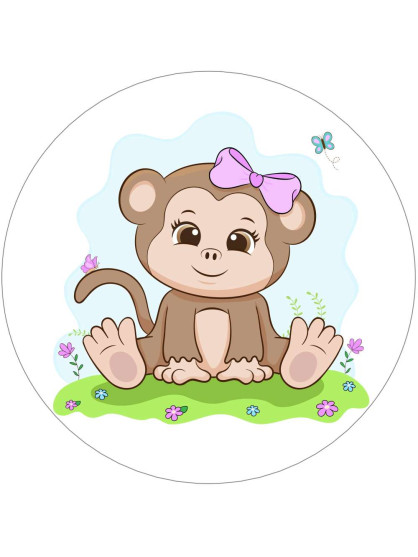 Obrázek na jedlém papíře - Baby opička - kruh