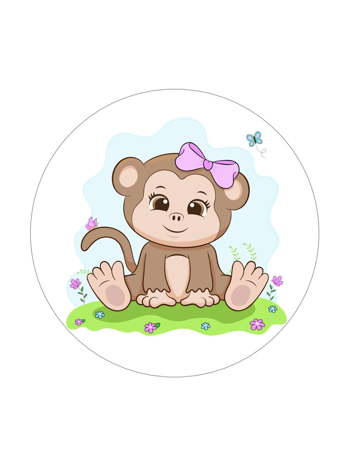 Obrázek na jedlém papíře - Baby opička - kruh