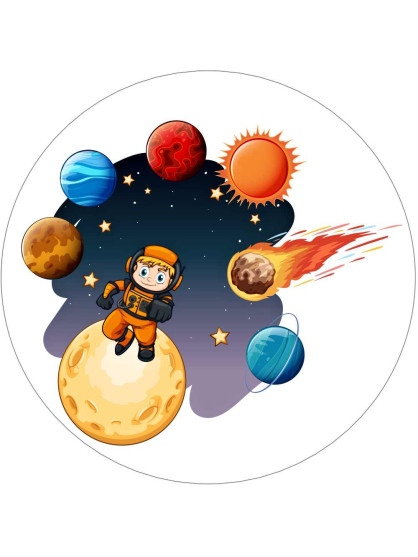 Obrázek na jedlém papíře - Malý kosmonaut - kruh