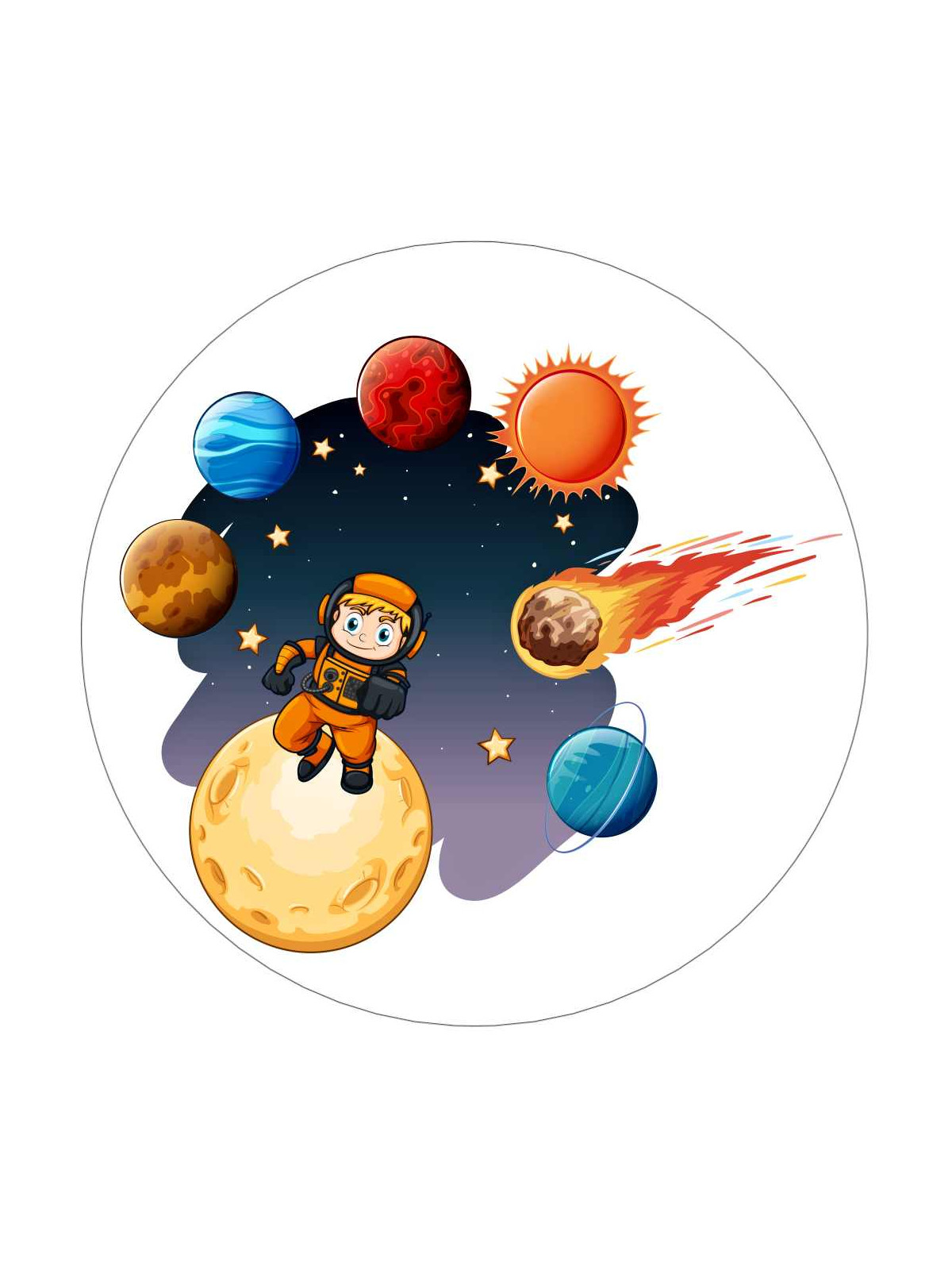 Obrázek na jedlém papíře - Malý kosmonaut - kruh