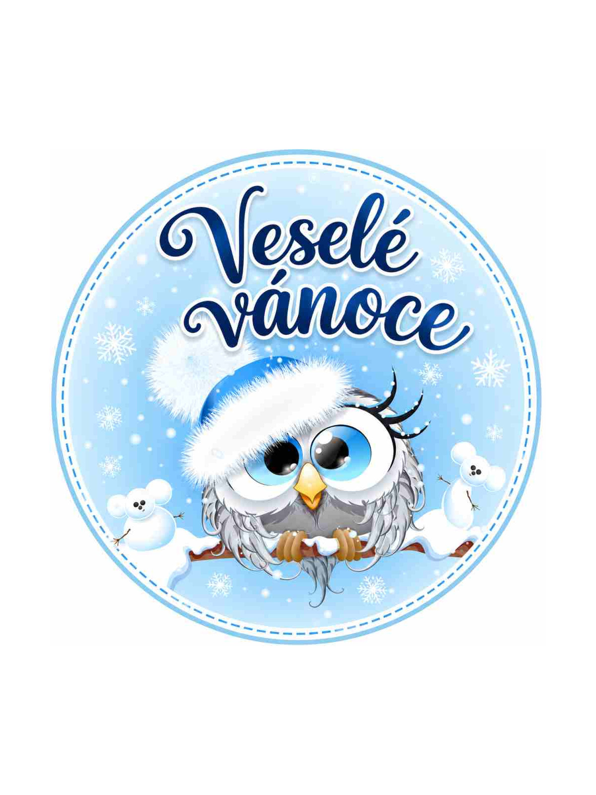 Obrázek na jedlém papíře - Veselé vánoce - sova - kruh