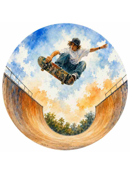Obrázek na jedlém papíře - Skateboard v letu - kruh