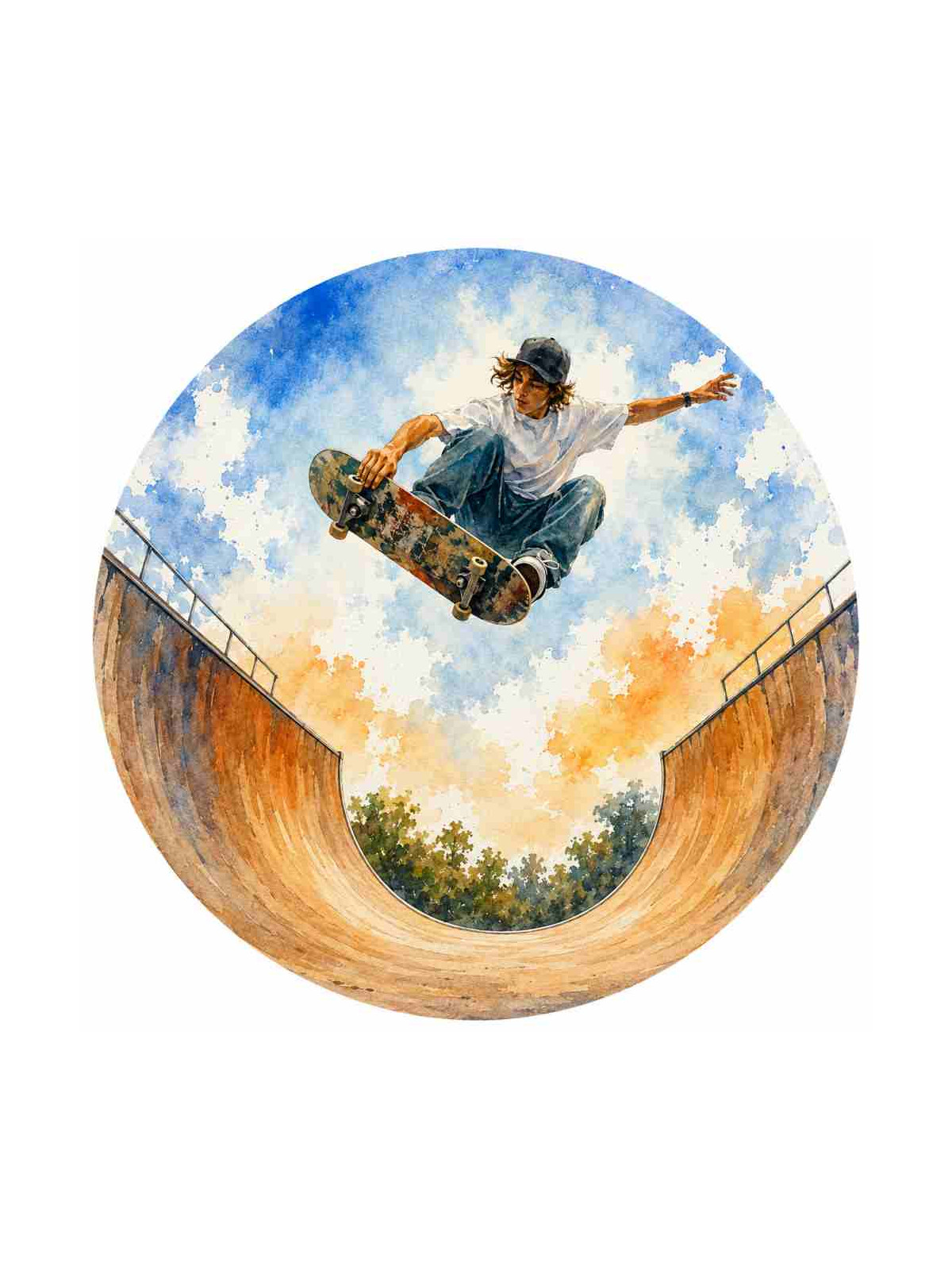 Obrázek na jedlém papíře - Skateboard v letu - kruh