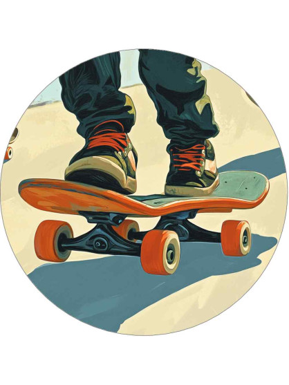 Obrázek na jedlém papíře - Vintage Skateboard - kruh