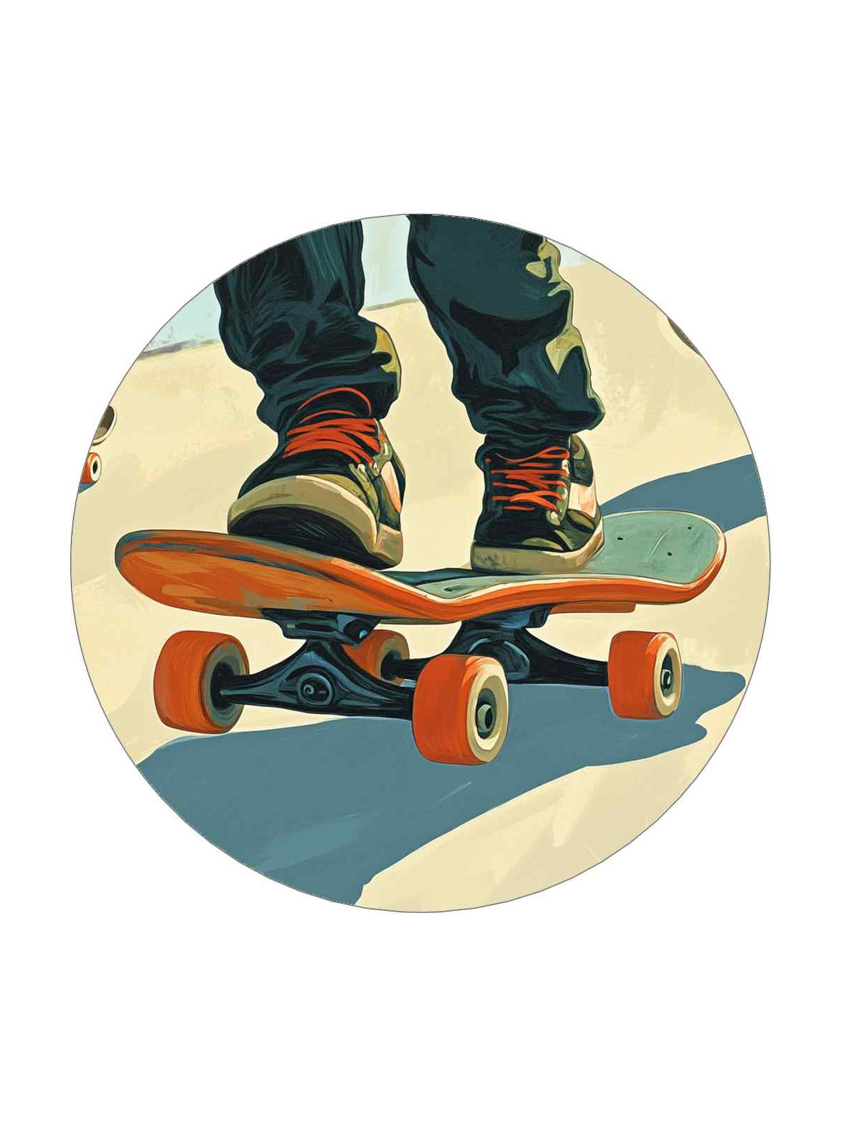 Obrázek na jedlém papíře - Vintage Skateboard - kruh
