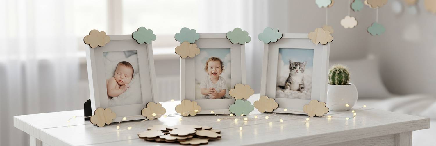 Dřevěné mraky jako dekorace v dětském pokoji