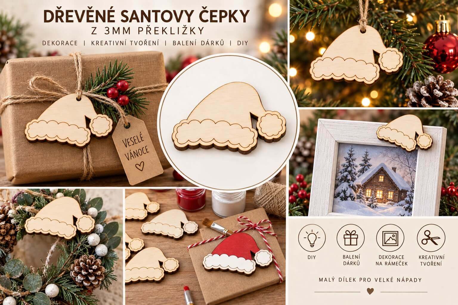 Kreativní výřezy Santova čapka