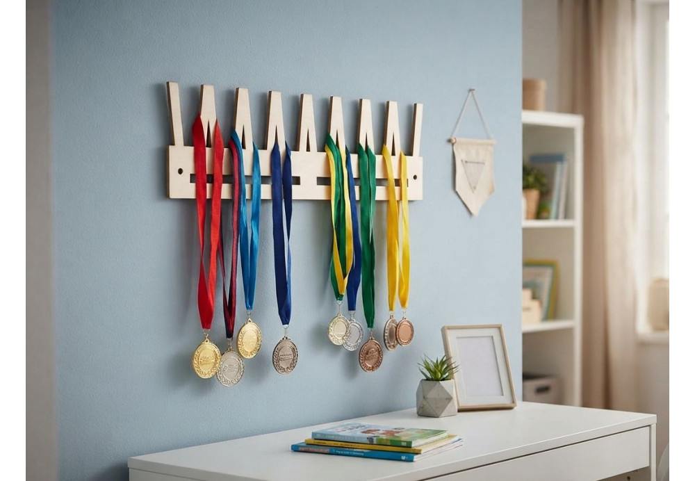Dřevěný věšák na medaile: Vystavte své sportovní triumfy stylově a s hrdostí